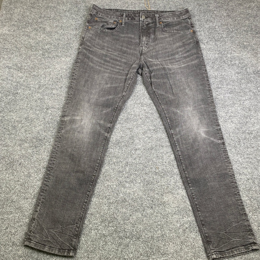 American Eagle Flex Slim Straight Jeans Mens 34x32 Faded Black Denim Pants
